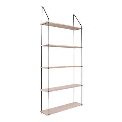 Regal aus schwarzem Stahl und Paulownienholz, 65 × 17 × 145 cm | VIA X SELECTION