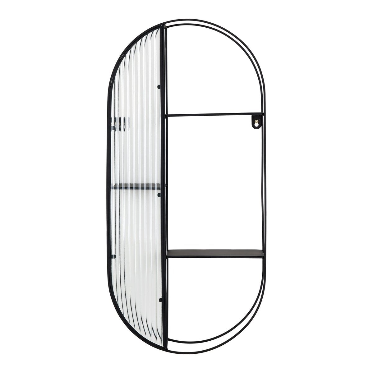 Wandregal mit 3 Glasablagen schwarz, 32 × 11 × 68 cm | VIA X SELECTION