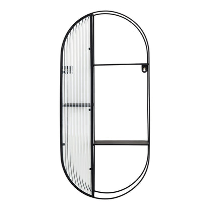 Wandregal mit 3 Glasablagen schwarz, 32 × 11 × 68 cm | VIA X SELECTION