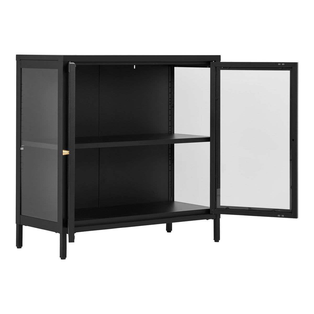 Vitrinenschrank schwarz mit Glasfront, 35 × 80 × 80 cm | VIA X SELECTION