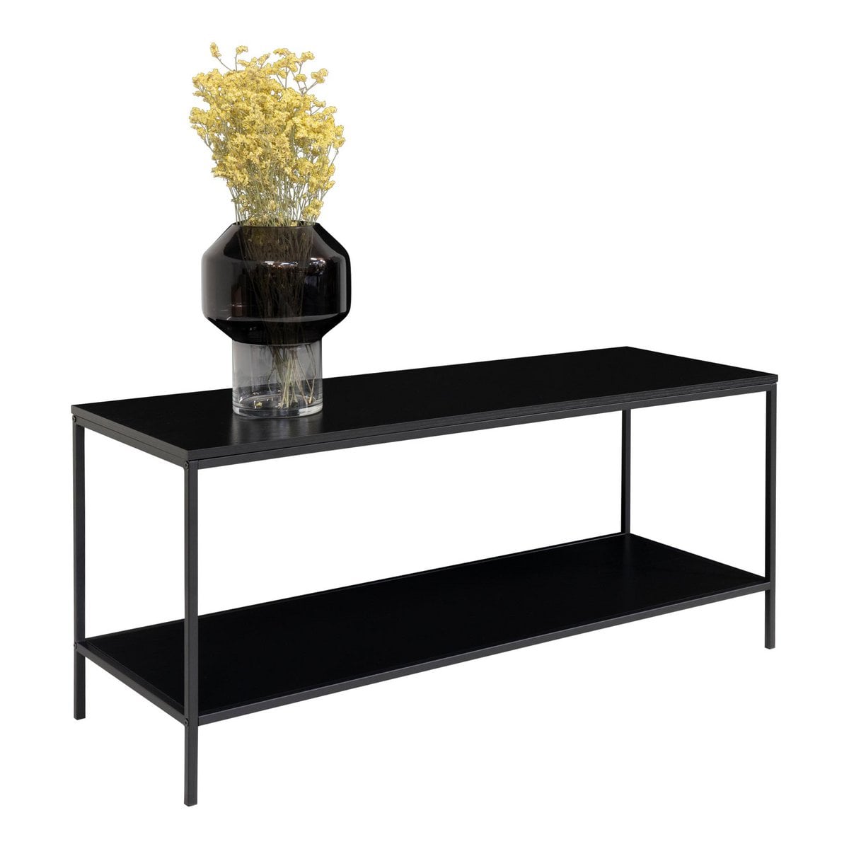 Offenes TV-Lowboard in Schwarz mit Stahlgestell, 100 × 36 × 45 cm | VIA X SELECTION