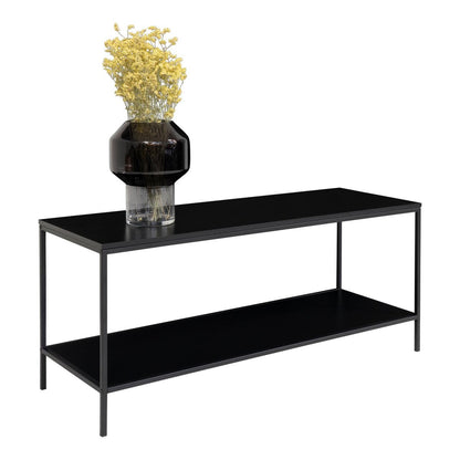 Offenes TV-Lowboard in Schwarz mit Stahlgestell, 100 × 36 × 45 cm | VIA X SELECTION