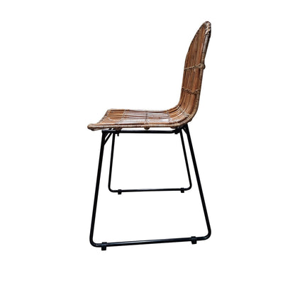 TOM TAILOR Home Esszimmerstuhl aus Rattan mit dichtem Geflecht und schwarzem Metallgestell im 2er-Set | VIA X SELECTION
