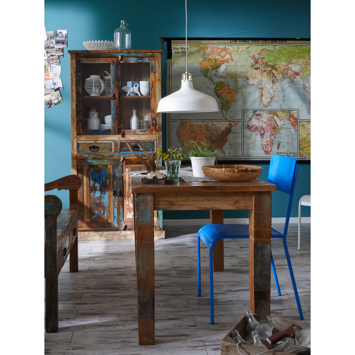 Esstisch Boots-Holz bunt, 140 × 70 cm | VIA X SELECTION