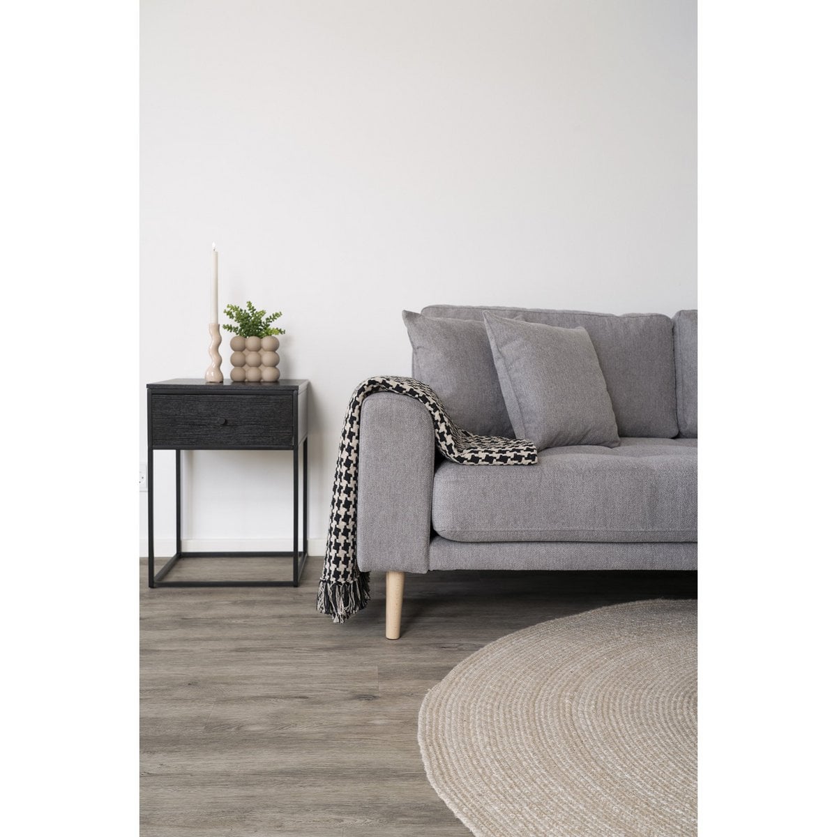 Plaid aus Baumwollmix in Schwarz und Beige, 130 × 180 cm | VIA X SELECTION