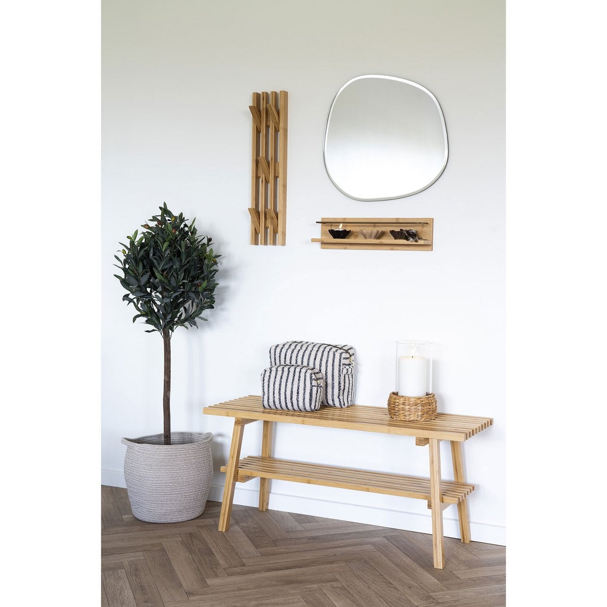 Wandregal aus Bambus natur, 10 × 45 × 12 cm | VIA X SELECTION