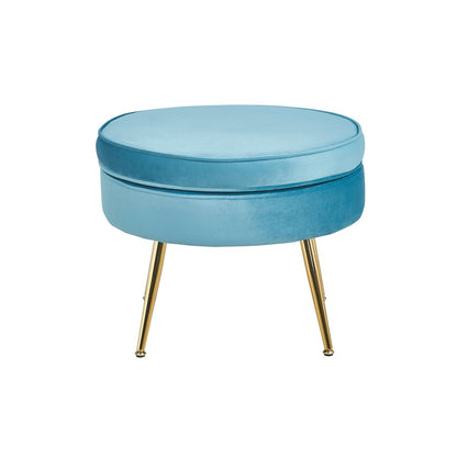 Runder Samt-Pouf in Blau | VIA X SELECTION