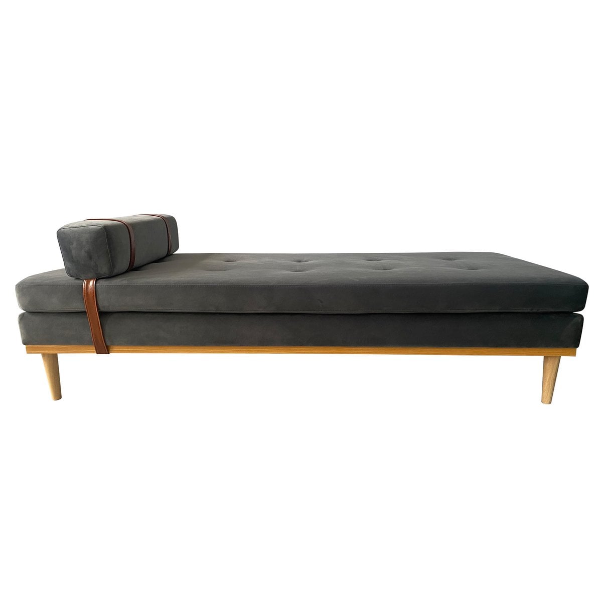 Daybed aus grauem Samt mit Nackenrolle | VIA X SELECTION
