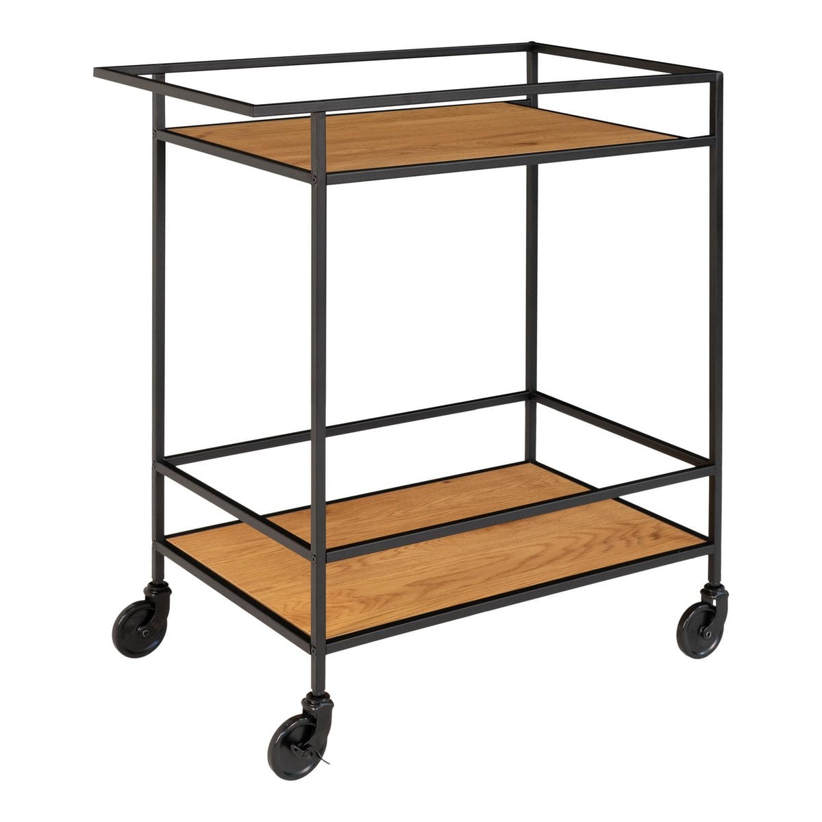 Barwagen in Eichenoptik und Schwarz, 68 × 40 × 79 cm | VIA X SELECTION