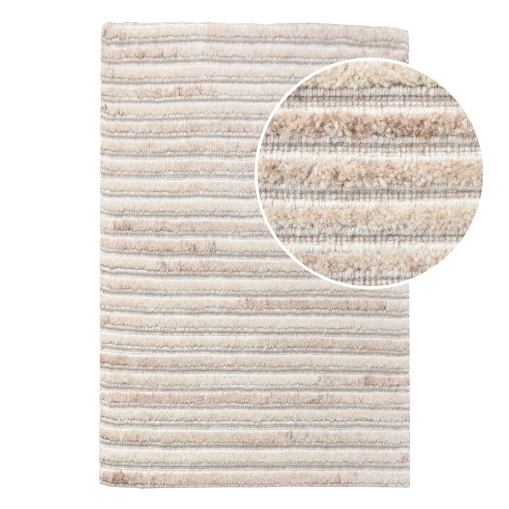 Handgetuftete Fußmatte aus Wolle und Baumwolle elfenbeinweiß, 60 × 90 cm | VIA X SELECTION
