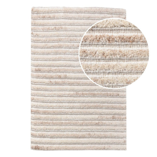 Handgetuftete Fußmatte aus Wolle und Baumwolle elfenbeinweiß, 60 × 90 cm | VIA X SELECTION