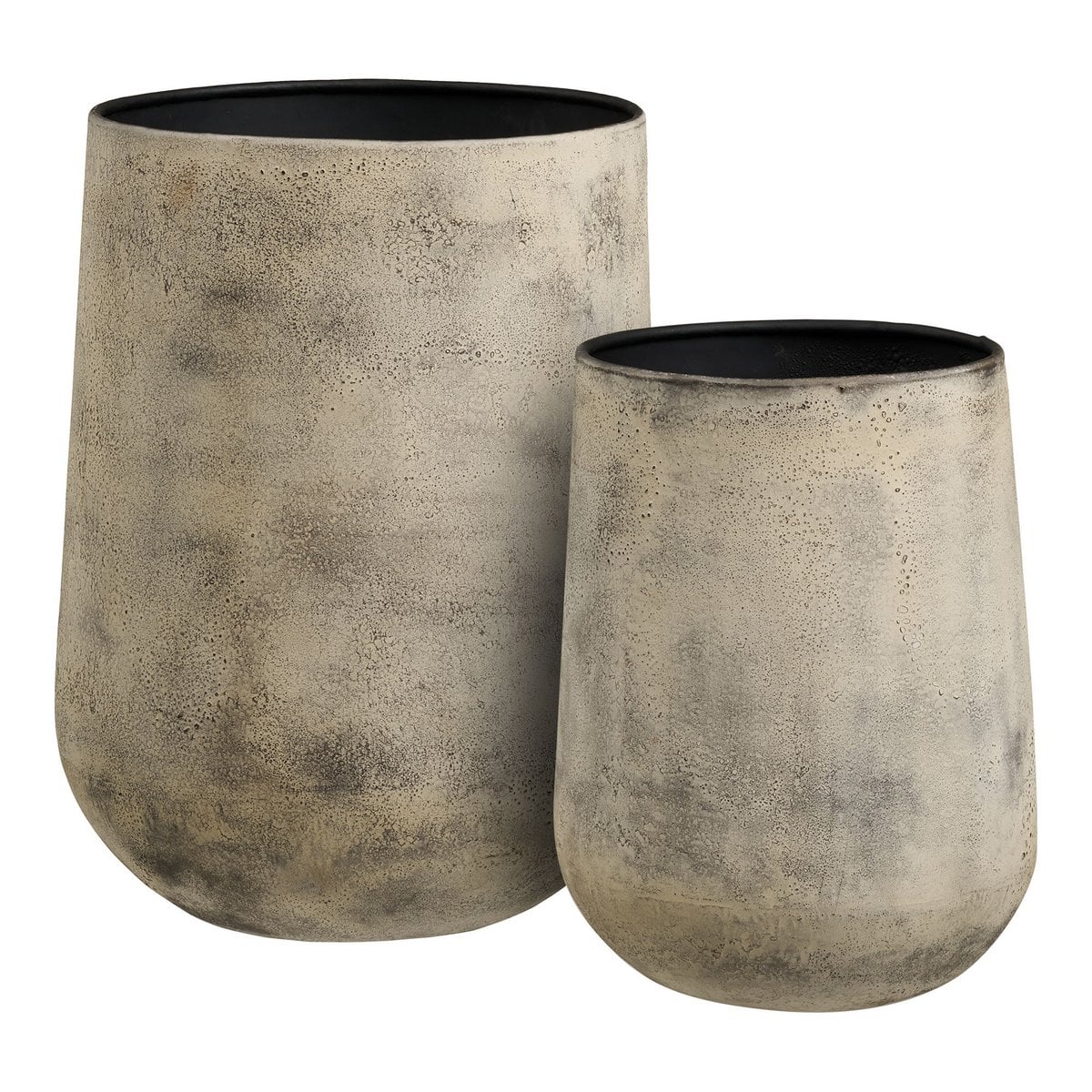 Blumentopf-Set aus Metall, Antik-Beige, 2-teilig | VIA X SELECTION