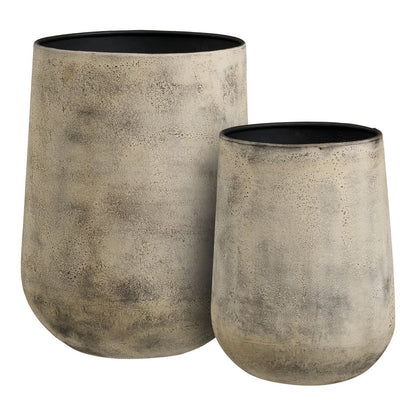 Blumentopf-Set aus Metall, Antik-Beige, 2-teilig | VIA X SELECTION