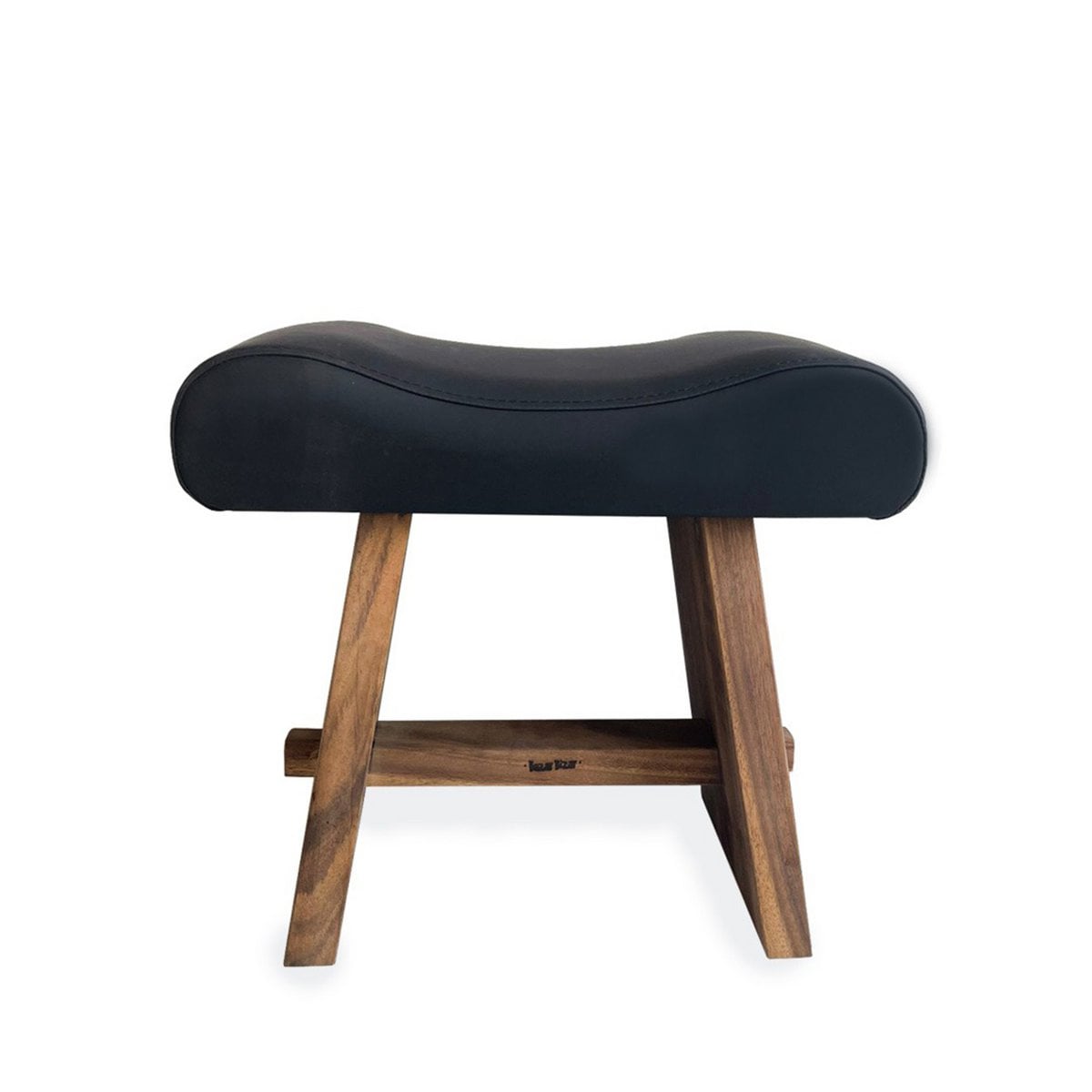 Hocker aus Suarholz natur mit schwarzer Ledersitzfläche | VIA X SELECTION
