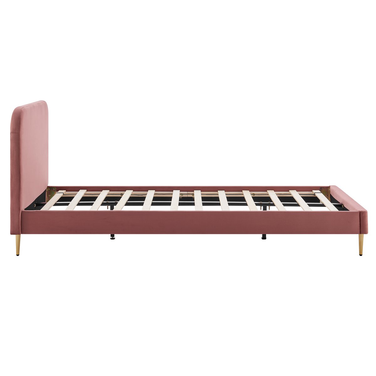Polsterbett aus roséfarbenem Samt, 90 × 200 cm | VIA X SELECTION