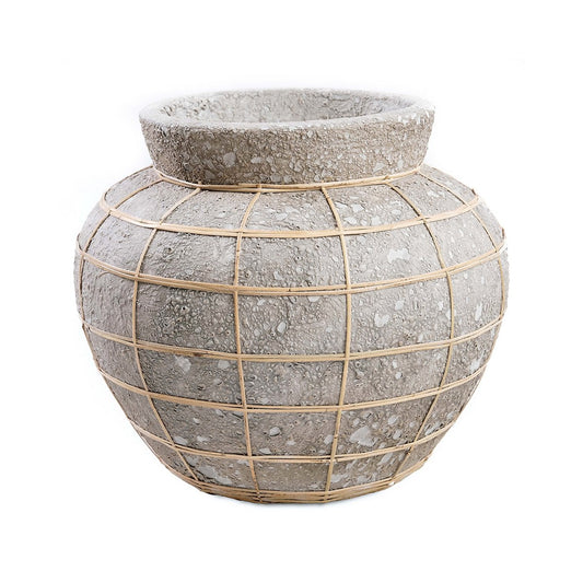 Große Terrakotta-Vase in Betongrau und in Natur | VIA X SELECTION