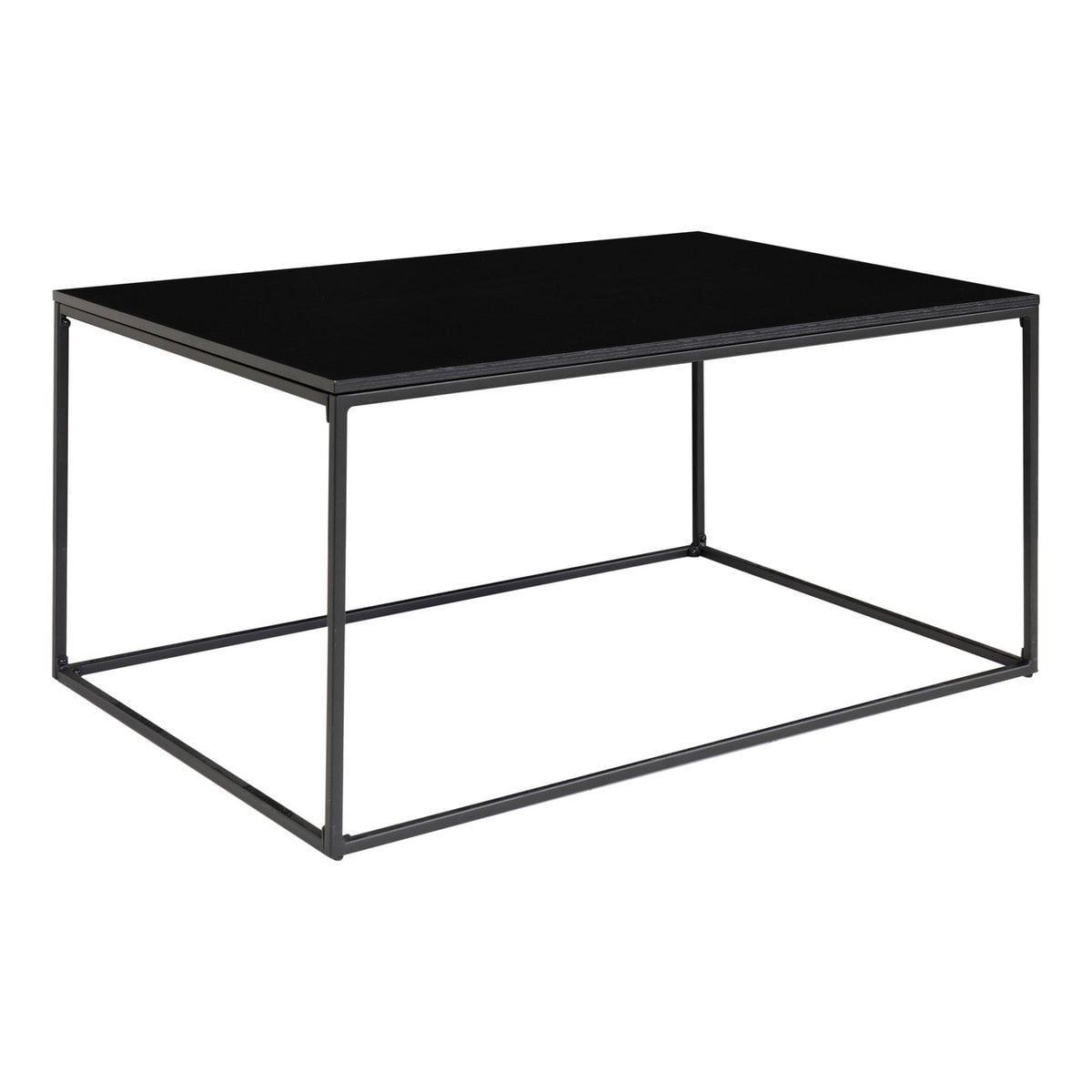 Couchtisch aus Stahl mit schwarzer Glasplatte, 90 × 60 × 45 cm | VIA X SELECTION