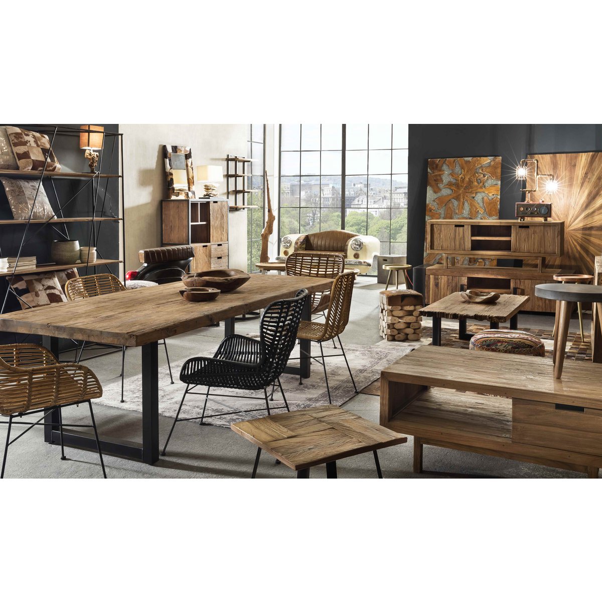 Rattansessel schwarz mit Metallgestell | VIA X SELECTION