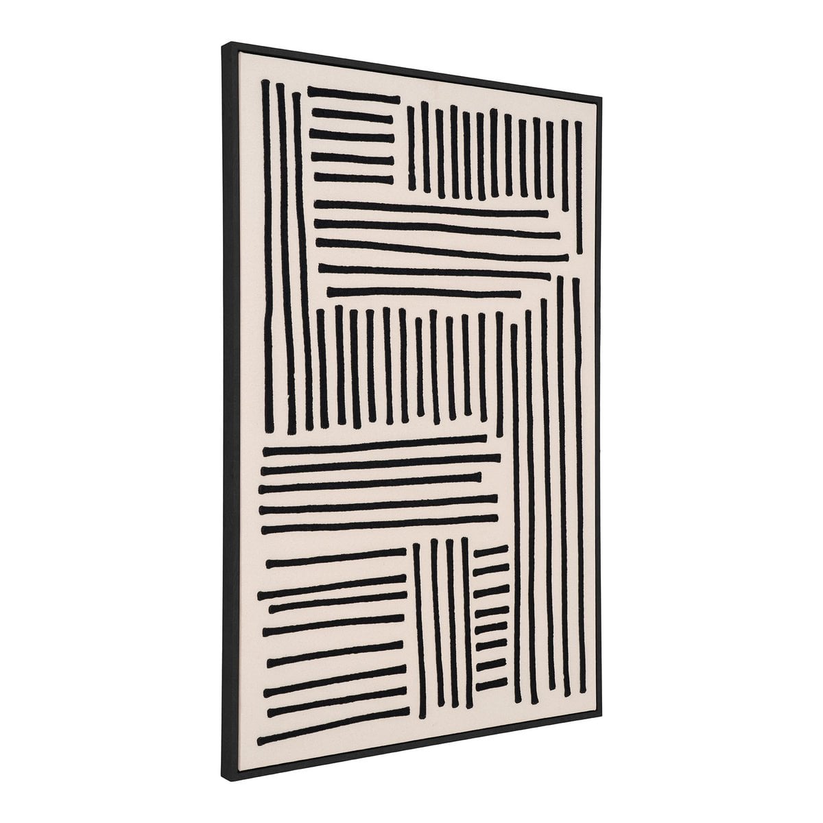 Geometrischer Leinwand-Print schwarz-weiß 60 × 90 cm, Motiv 1 | VIA X SELECTION
