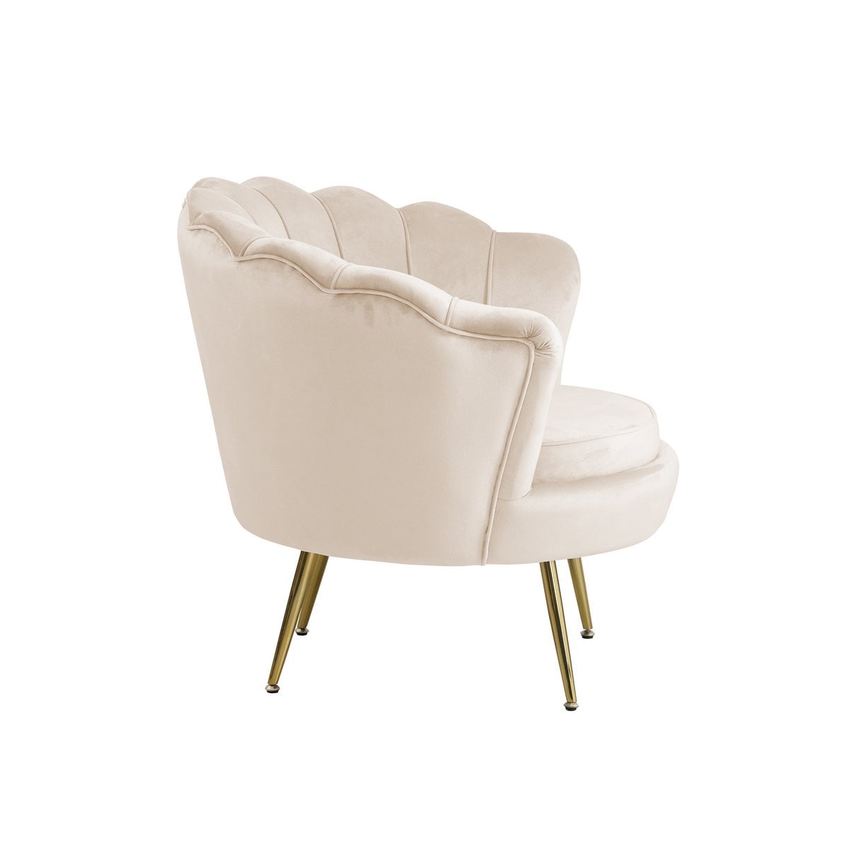 Muschelsessel aus Samt beige mit goldfarbenem Gestell | VIA X SELECTION