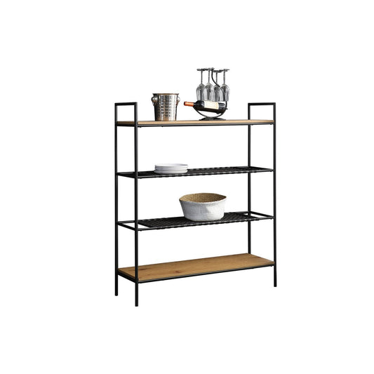Bücherregal mit Polyrattan und naturfarbenen Ablagen, 34 × 110 × 129 cm | VIA X SELECTION