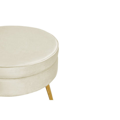 Runder Samt-Pouf in Beige | VIA X SELECTION