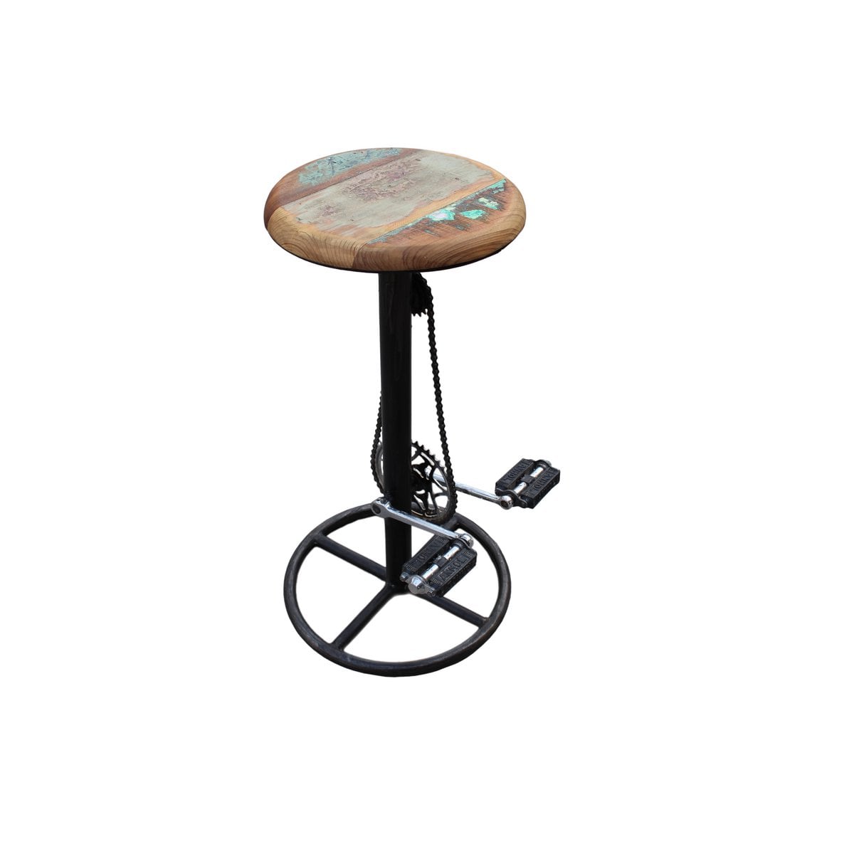Barhocker aus Altholz und Metall mit Fahrradpedalen | VIA X SELECTION