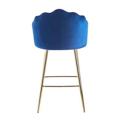 Barhocker im Muscheldesign aus Samt dunkelblau im 2er-Set | VIA X SELECTION