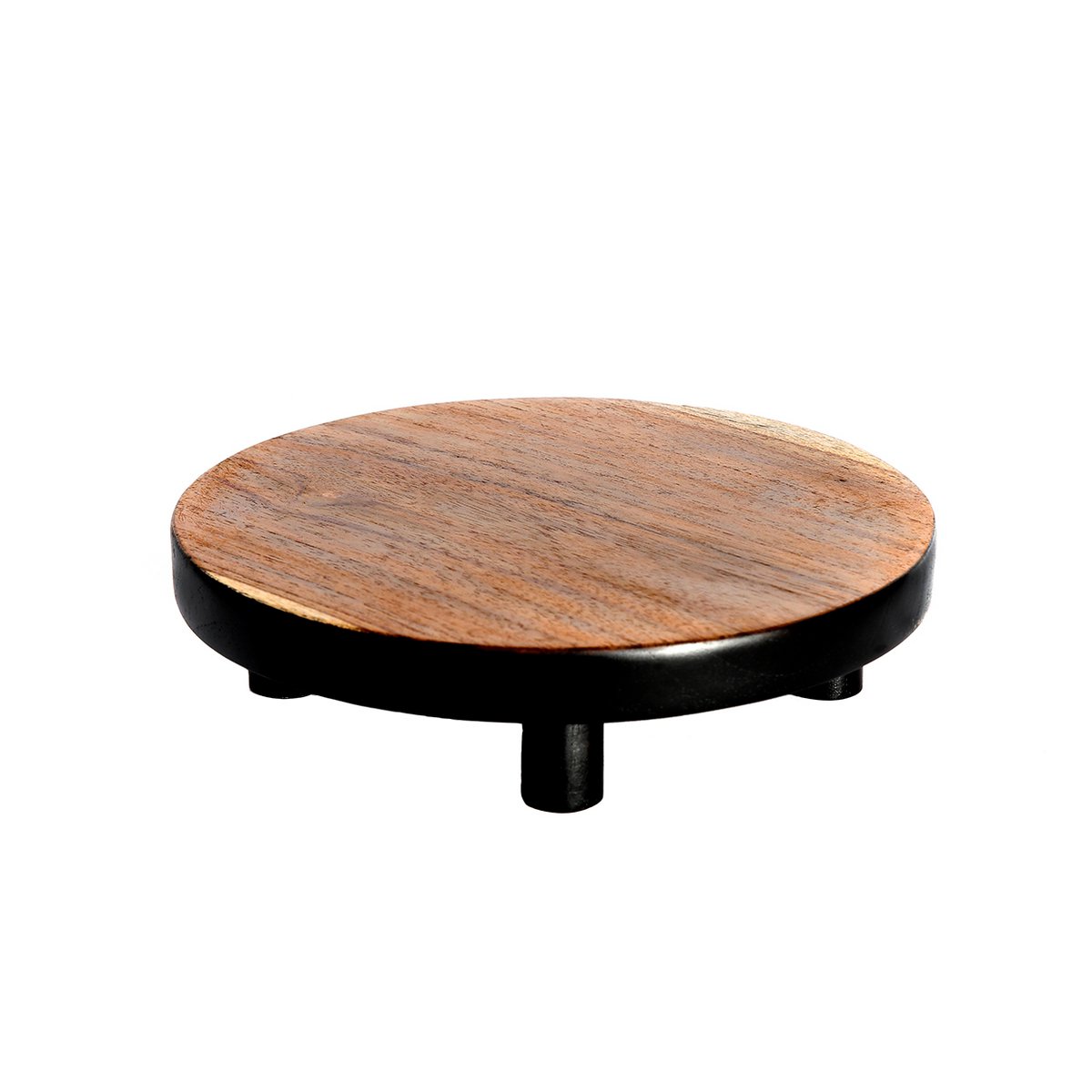 Kuchenständer aus Teakholz in Natur/Schwarz 17 cm | VIA X SELECTION