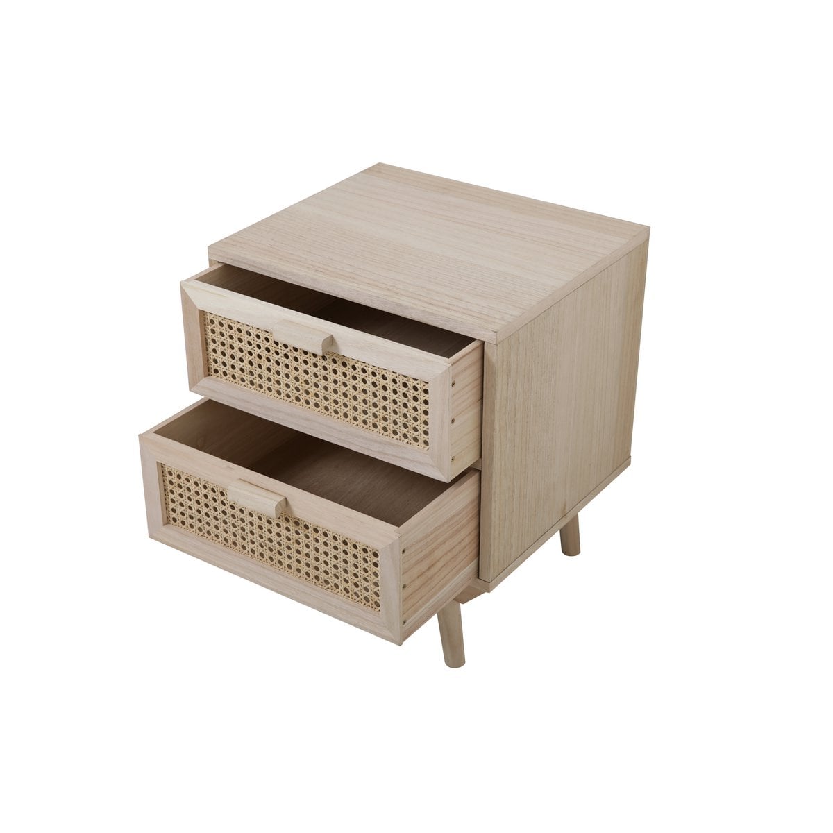 Nachttisch mit Rattangeflecht und zwei Schubladen, 42 × 36 × 50 cm | VIA X SELECTION