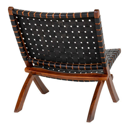 Klappstuhl aus Teakholz und schwarzem Leder | VIA X SELECTION