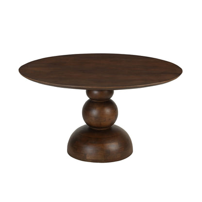 Runder Esstisch Mangoholz geometrischer Mittelfuß 130 cm | VIA X SELECTION