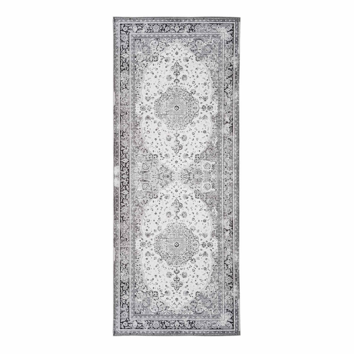 Läufer aus Chenille-Polyester schwarz-weiß, 80 × 200 cm | VIA X SELECTION