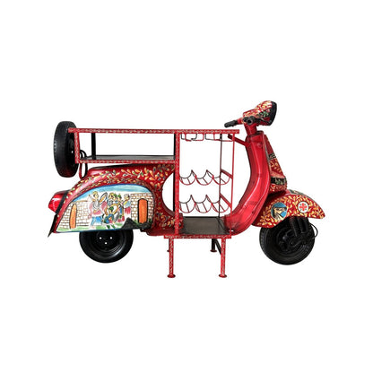 Bartisch aus recyceltem Scooter rot, 170 × 65 × 105 cm | VIA X SELECTION