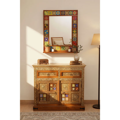 Wandspiegel mit Kachelrahmen und Ablage 65 × 80,5 cm | VIA X SELECTION