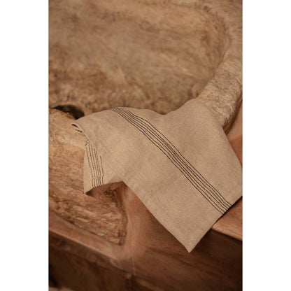 Leinenserviette in Natur und Schwarz, 45 × 45 cm | VIA X SELECTION