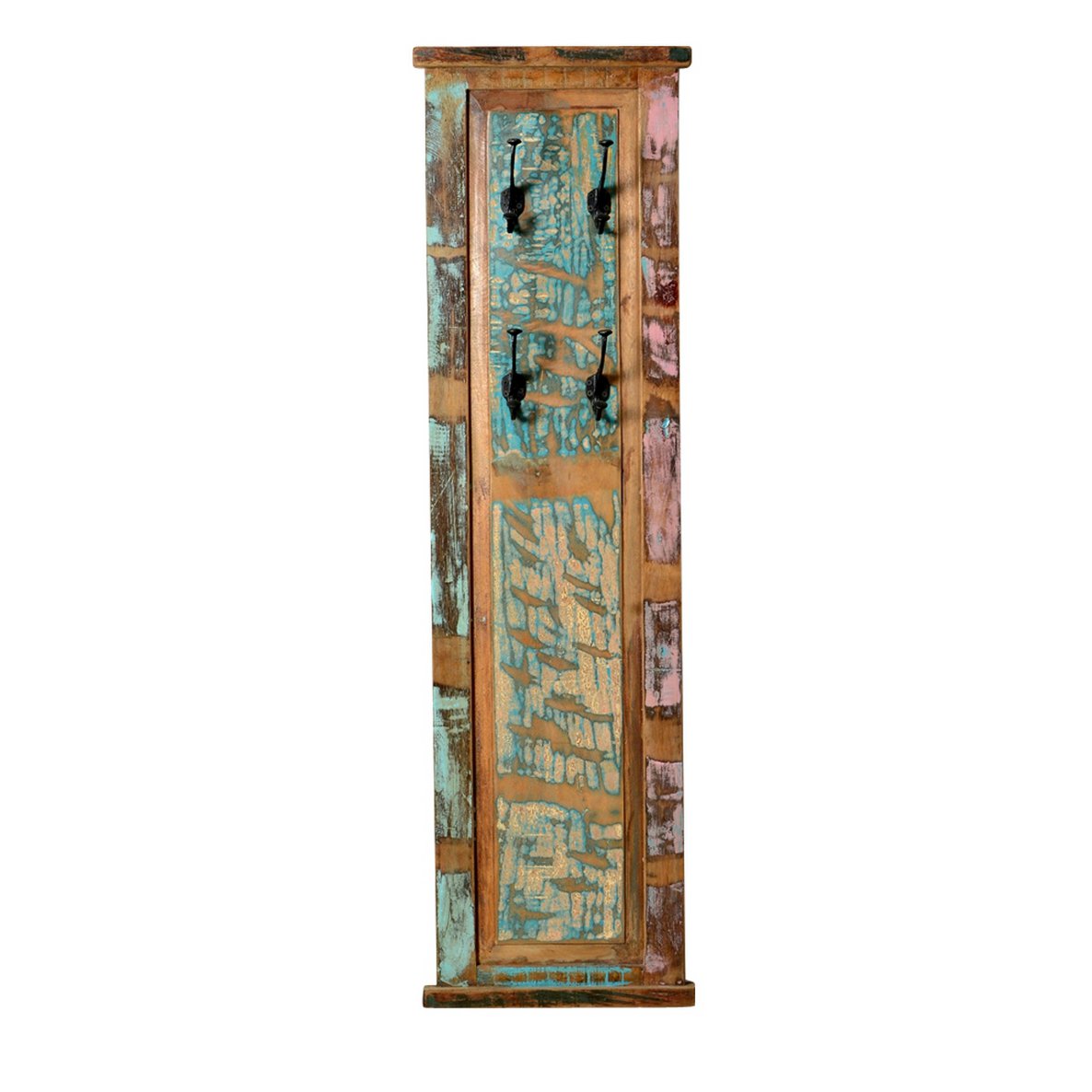 Wandgarderobe aus Massivholz mit 8 Haken, 35 × 8 × 110 cm | VIA X SELECTION