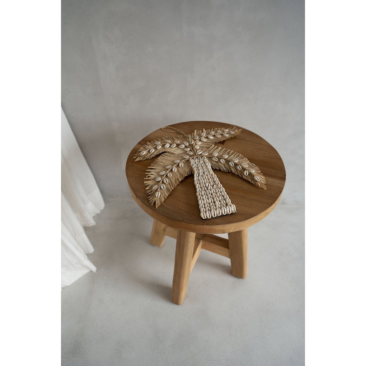 Hocker aus Teakholz natur mit runder Sitzfläche | VIA X SELECTION