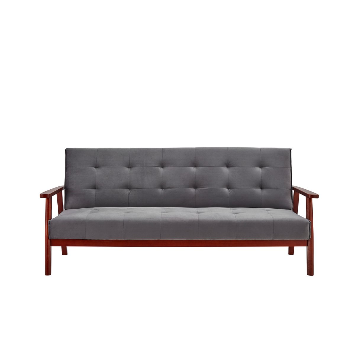 Schlafsofa in dunkelgrauer Samtoptik mit Holzgestell | VIA X SELECTION