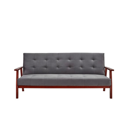 Schlafsofa in dunkelgrauer Samtoptik mit Holzgestell | VIA X SELECTION
