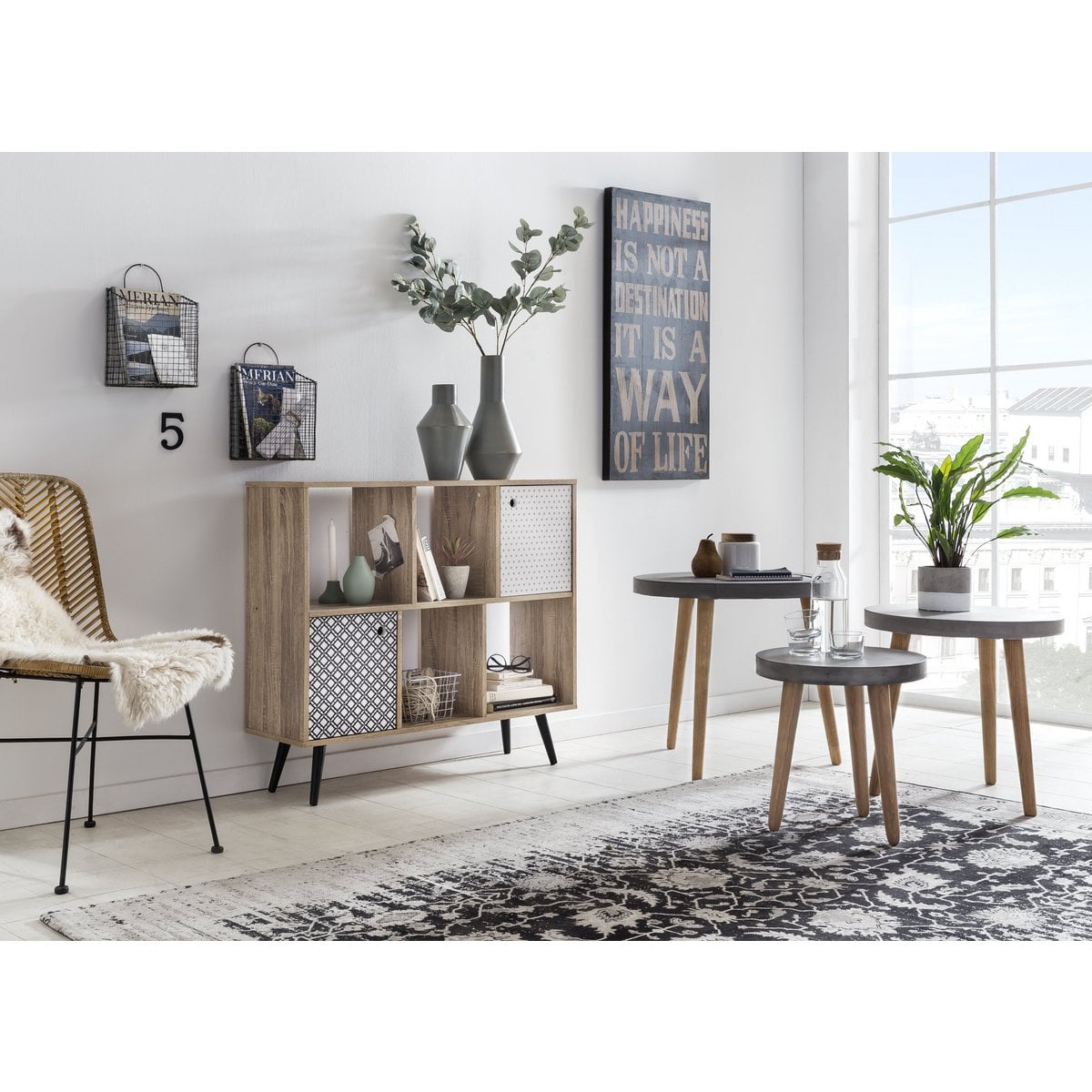 Esszimmerstuhl aus Rattan mit schwarzem Metallgestell im 2er-Set | VIA X SELECTION