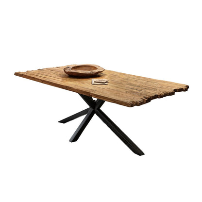 Esstisch recyceltes Teakholz schwarzes Metallgestell, 180 × 100 cm | VIA X SELECTION