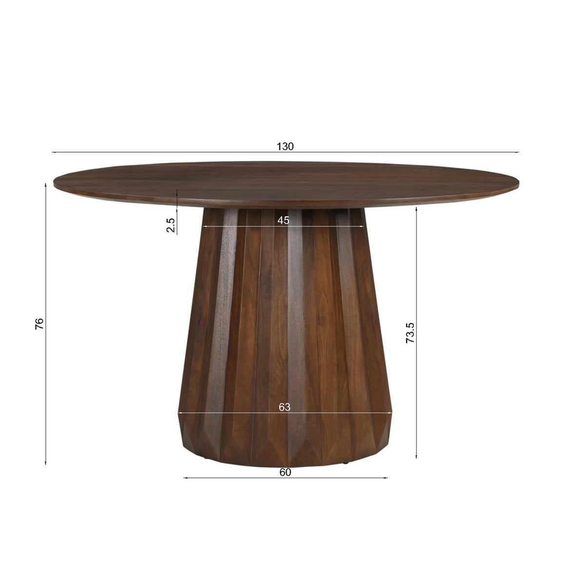 Runder Esstisch Mangoholz konischer Mittelfuß 130 cm | VIA X SELECTION