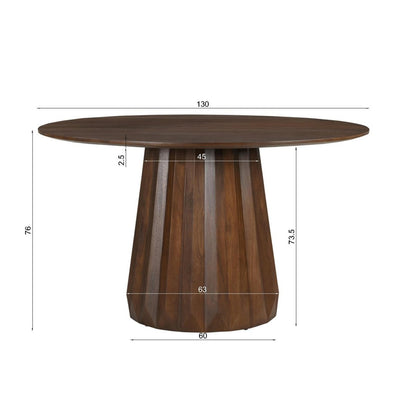 Runder Esstisch Mangoholz konischer Mittelfuß 130 cm | VIA X SELECTION