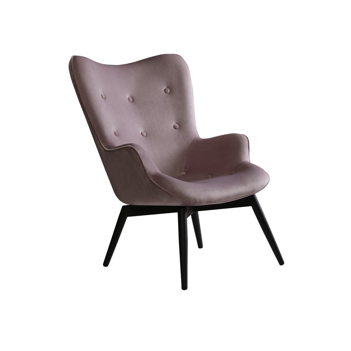 Polstersessel aus Samt rosé mit schwarzen Metallbeinen | VIA X SELECTION