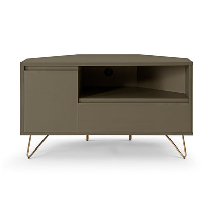 TV-Ecklowboard in Grau mit goldfarbenen Metallbeinen, 100 × 50 × 58 cm | VIA X SELECTION
