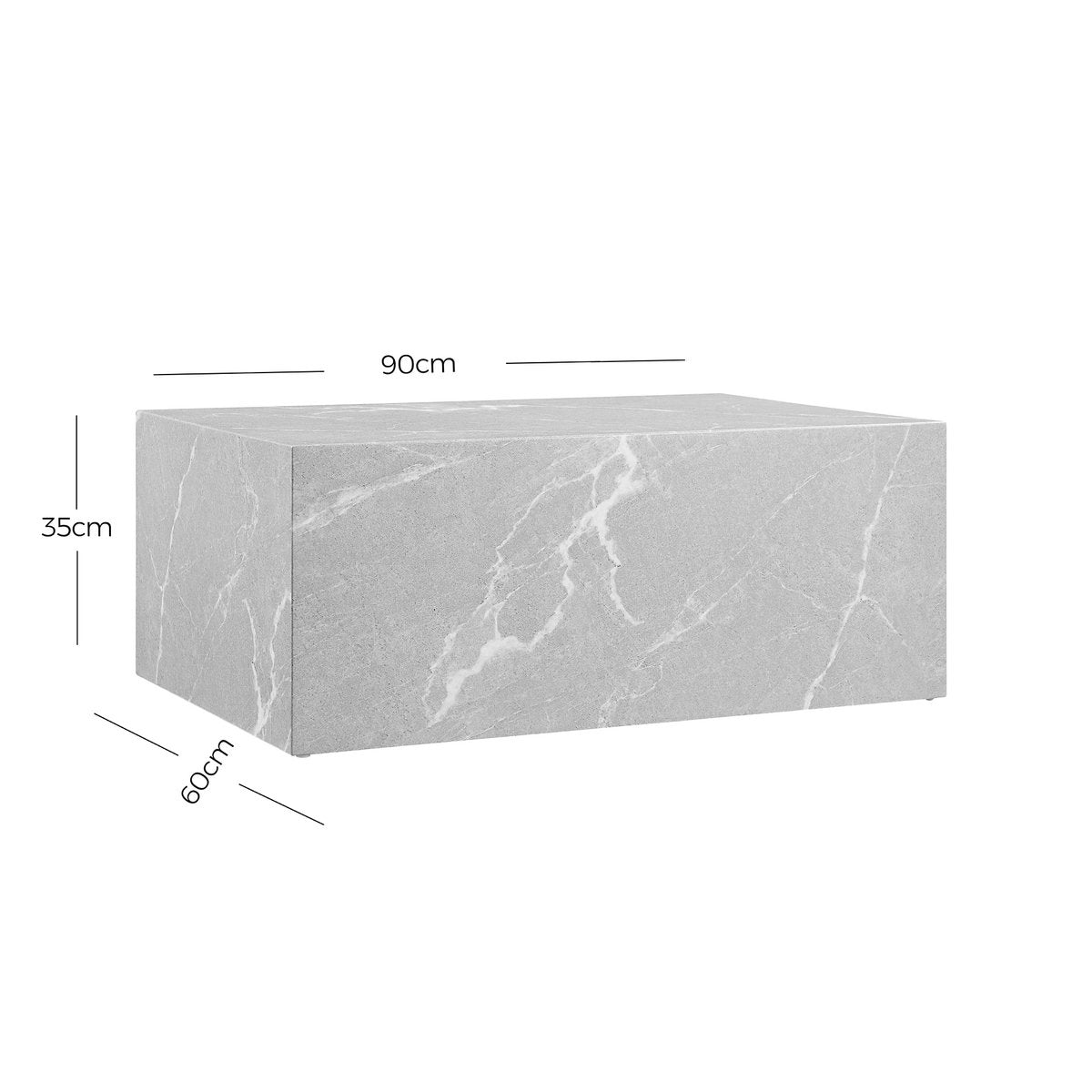 Couchtisch in grauer Marmoroptik, 90 × 60 × 35 cm | VIA X SELECTION