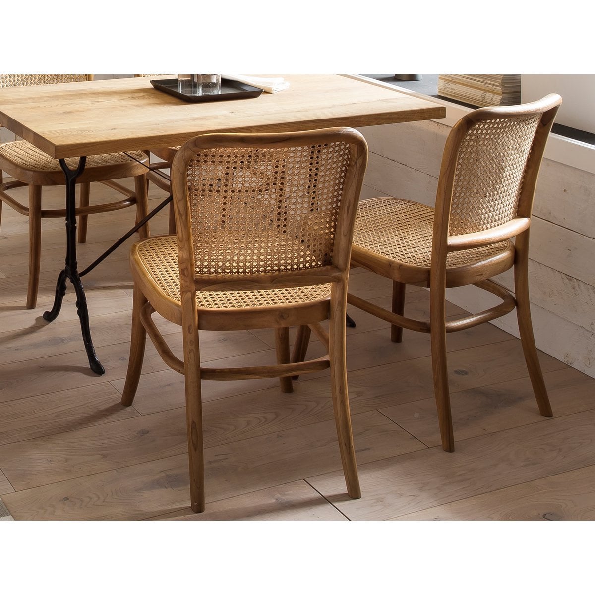 Esszimmerstuhl aus Teakholz mit Wiener Geflecht im Kaffeehaus-Stil | VIA X SELECTION