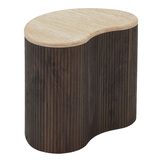 Beistelltisch in Travertinoptik Dunkelbraun, 50 × 33 × 44 cm | VIA X SELECTION