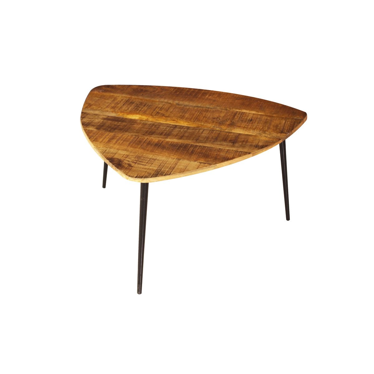 Dreieckiger Couchtisch aus Mangoholz und Metall, 80 × 80 × 47 cm | VIA X SELECTION